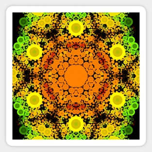 Dot Mandala Flower Orange Yellow and Green Sticker